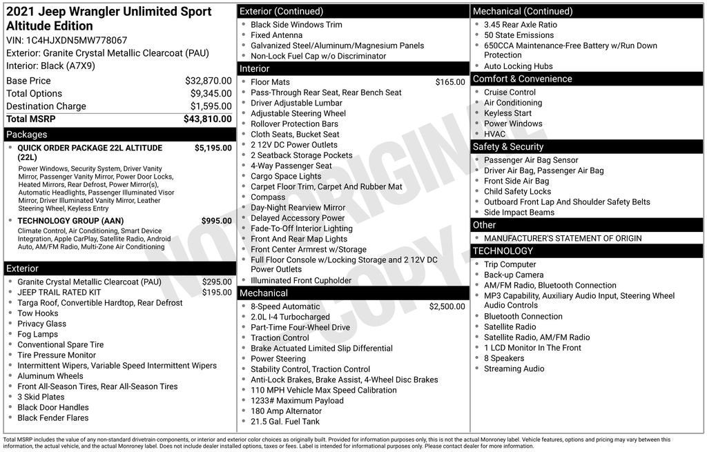 2021 Jeep Wrangler Unlimited Sport Altitude 4x4