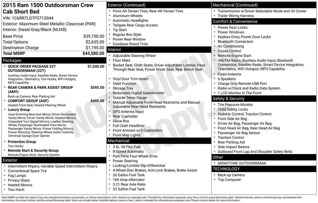 2015 RAM 1500 Outdoorsman