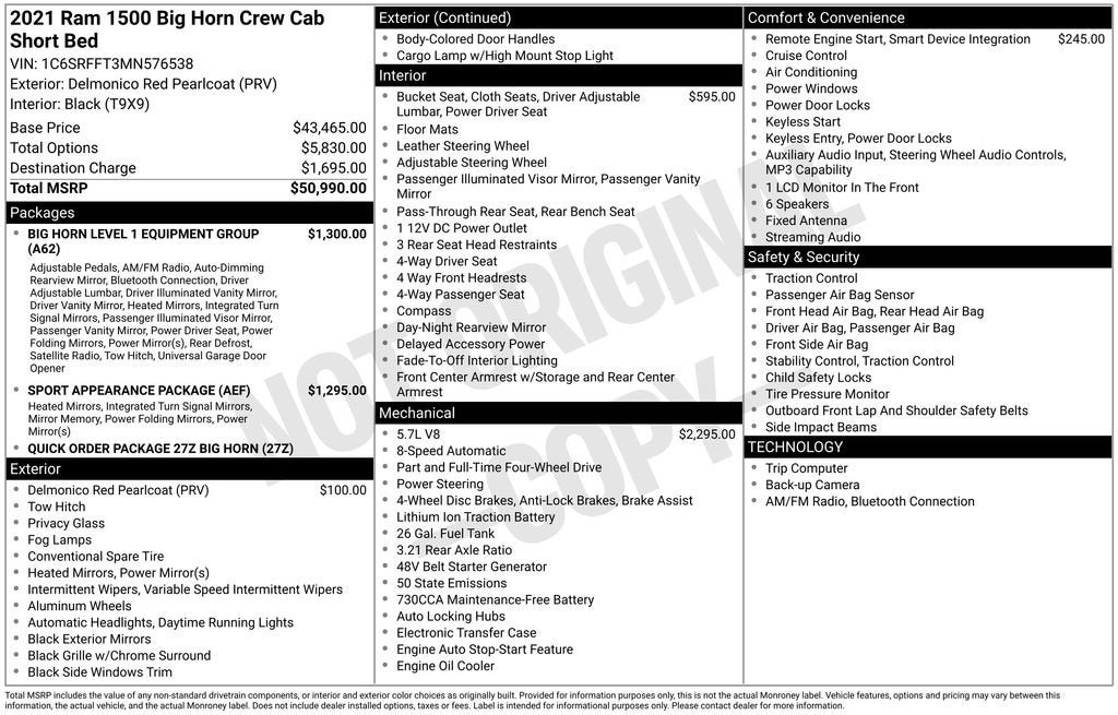 2021 RAM 1500 Big Horn