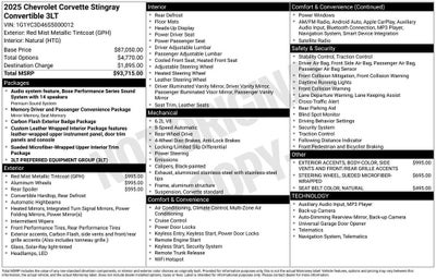 2025 Chevrolet Corvette Stingray 3LT