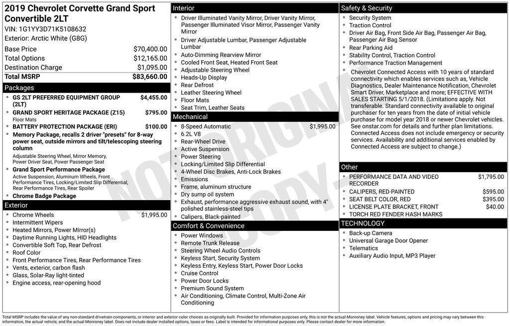 2019 Chevrolet Corvette Grand Sport Grand Sport 2LT