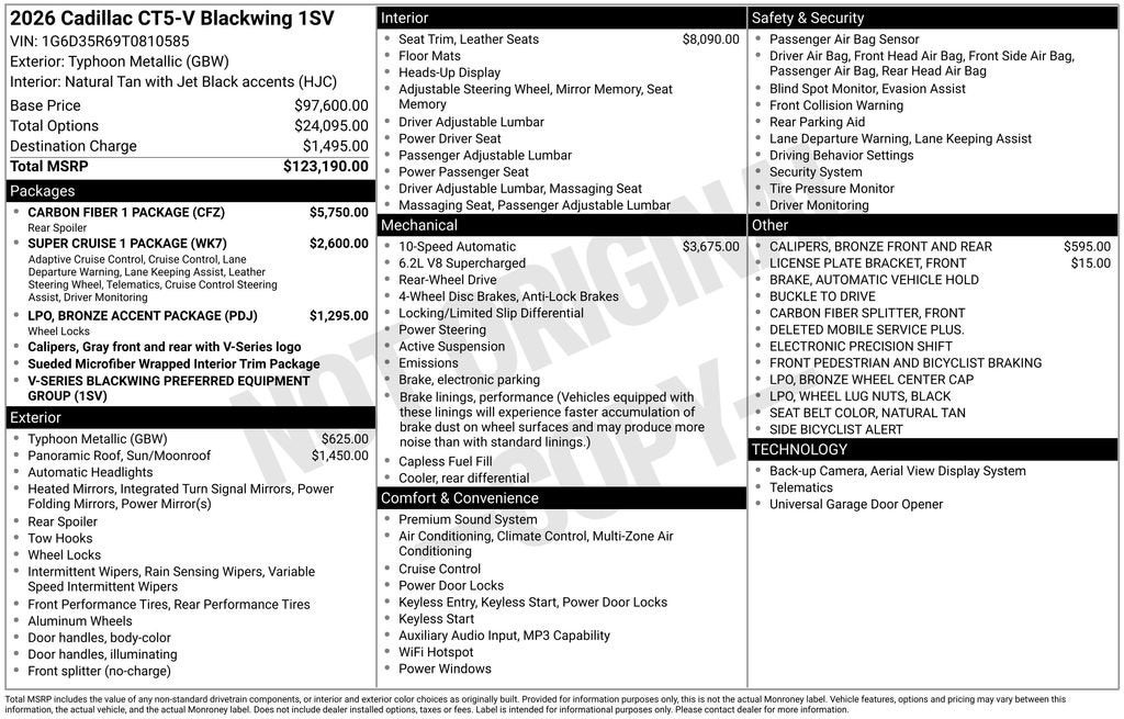 2026 Cadillac CT5-V V-Series Blackwing