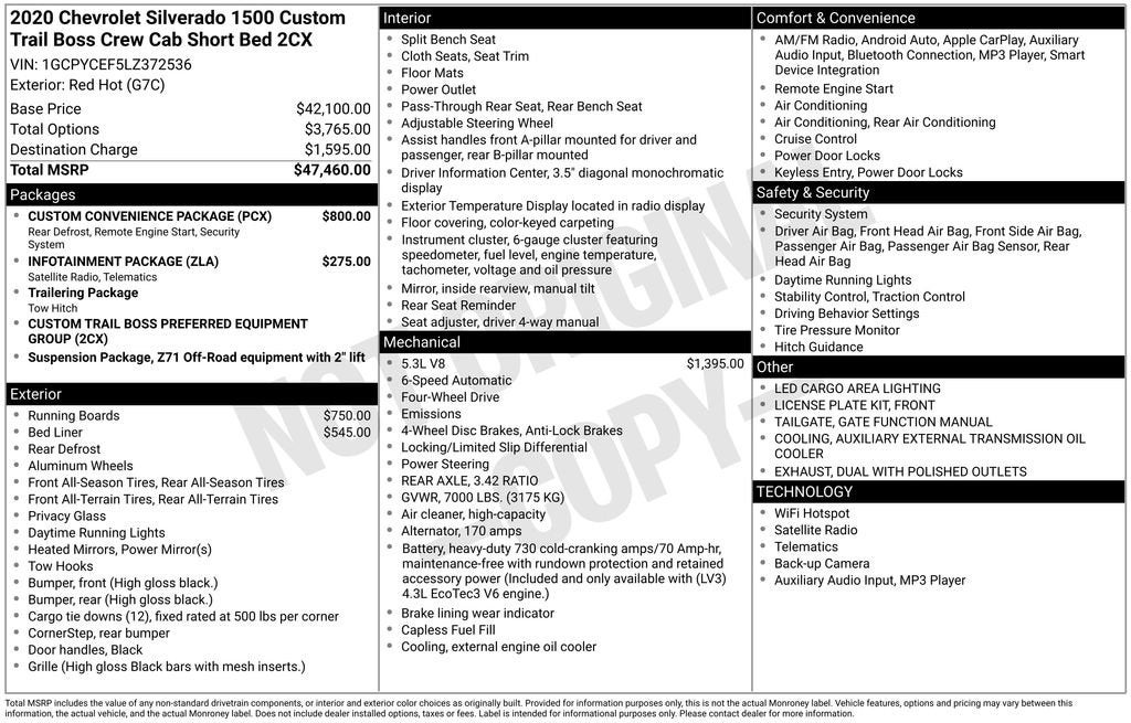 2020 Chevrolet Silverado 1500 Custom Trail Boss