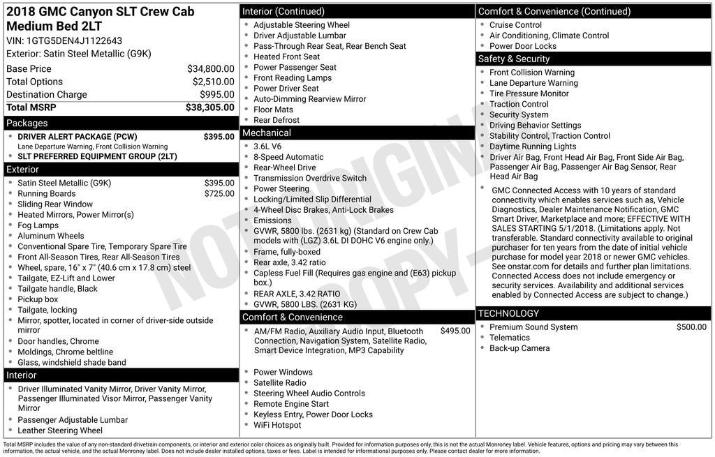 2018 GMC Canyon 2WD SLT
