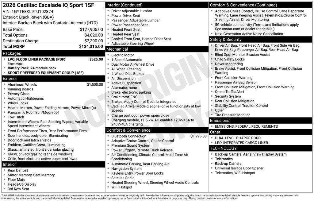 2026 Cadillac ESCALADE IQ Sport