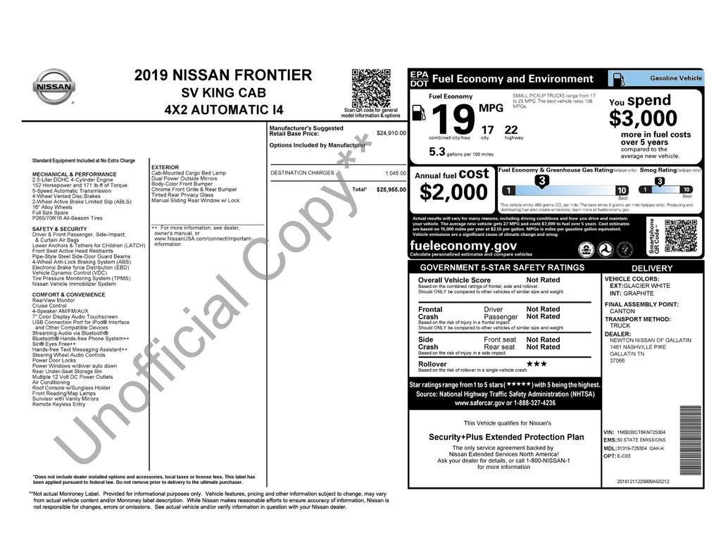 2019 Nissan Frontier SV-I4