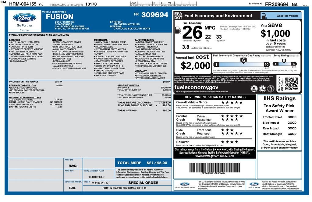 2015 Ford Fusion SE
