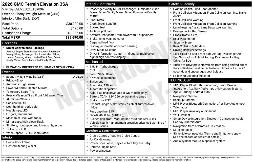 2026 GMC Terrain Elevation