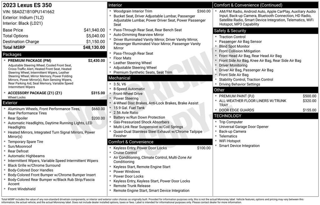 2023 Lexus ES ES 350