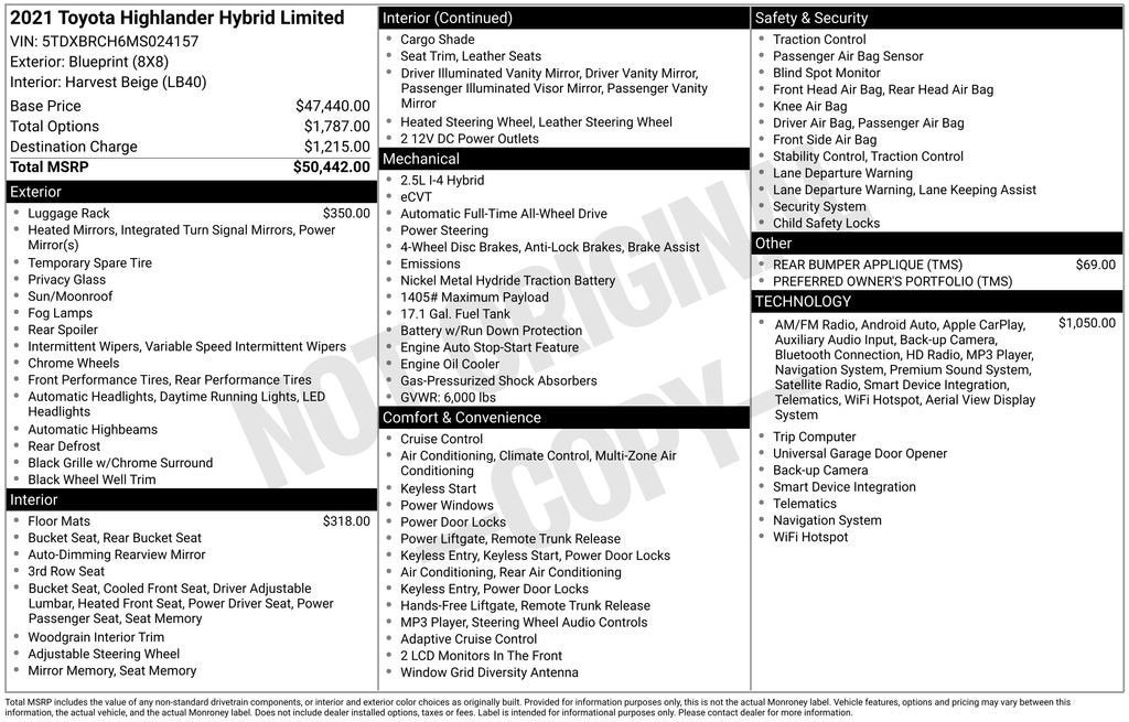 2021 Toyota Highlander Hybrid Limited