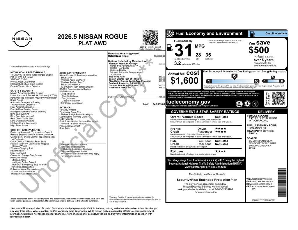 2026 Nissan Rogue Platinum
